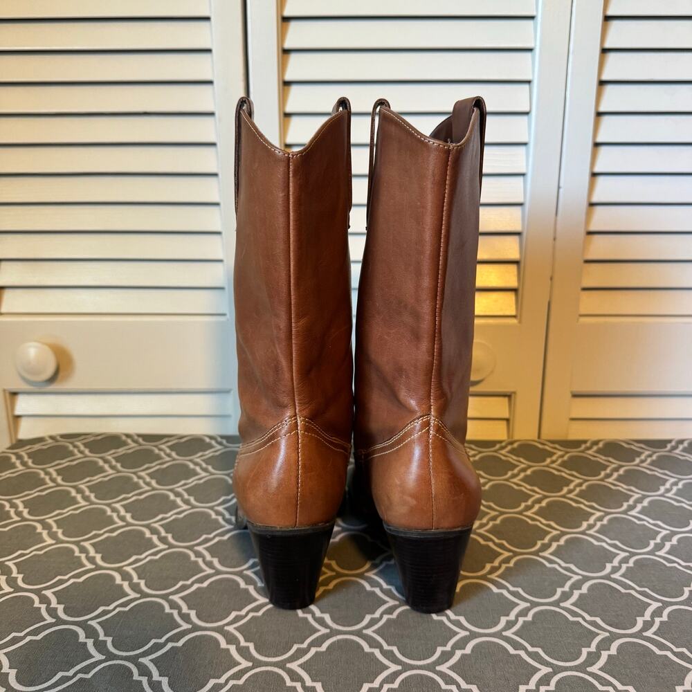 Bakers cognac brown leather Western boots Women’s size 8 block heel almond toe - Picture 6 of 9